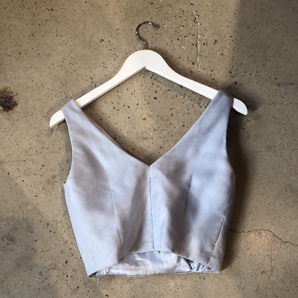 Frascara Light Blue Organza Pleated Crop Top - Picture 2 of 9